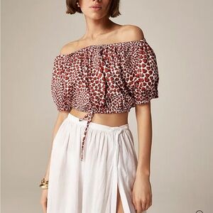 Strawberry Swirl cropped puff sleeve top